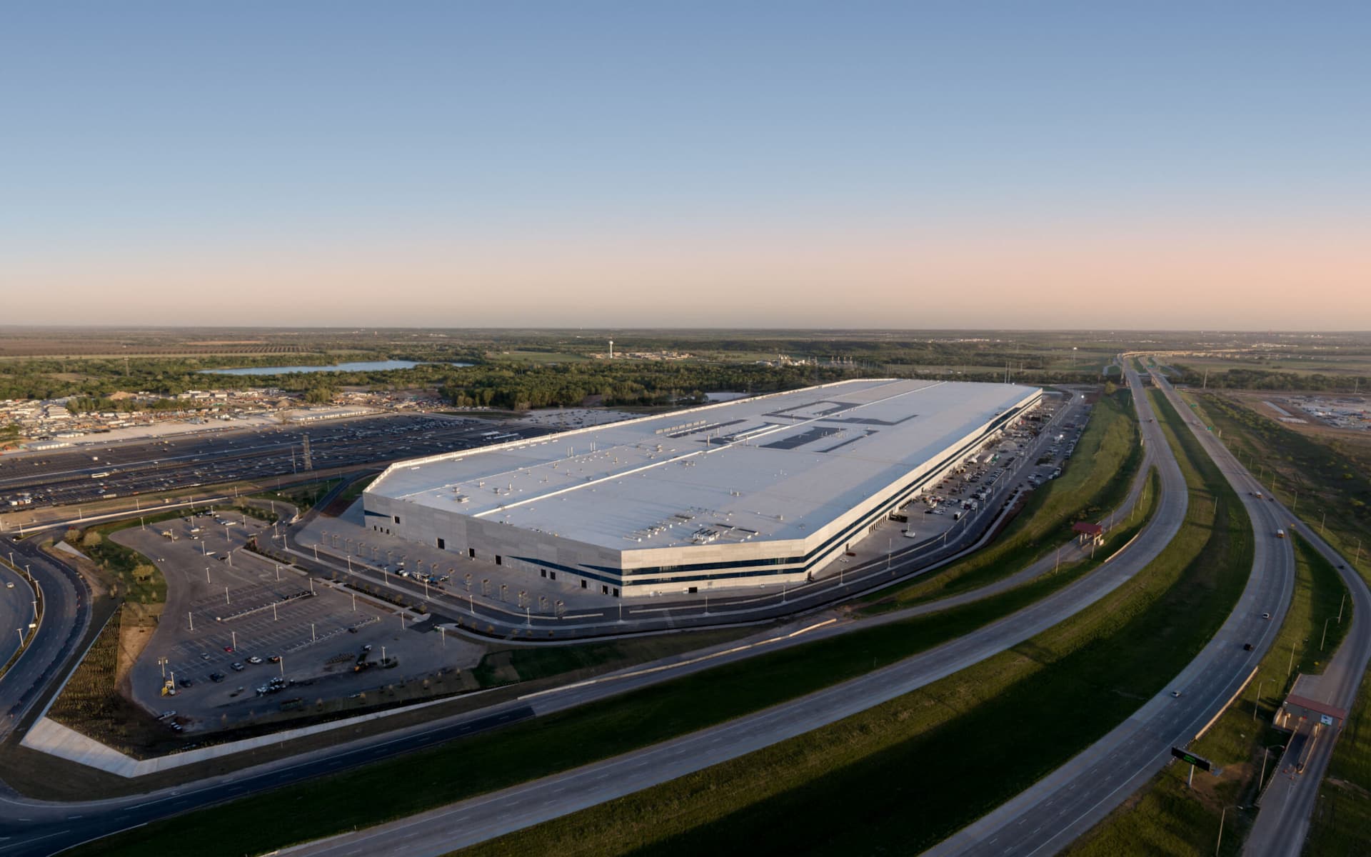 Aerial view of Tesla's Gigafactory in Austin, Texas. 