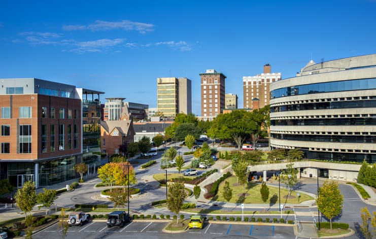 Shot of Downtown Greenville, South Carolina, the fastest growing urban area in South Carolina.
