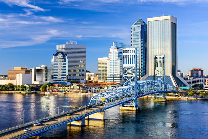 Photo of Jacksonville, Florida, USA downtown city skyline on St. Johns River.
